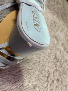 Blue Ankle Wrap Heels