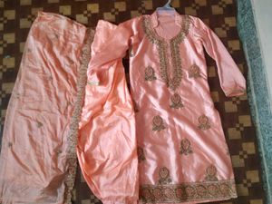 Peach Embroidered Kurta Set