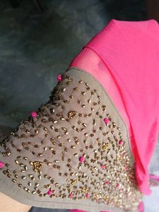 Womans Pretty Stone Kurta Set With Shall