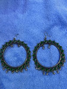 Green Boho Hoop Earrings