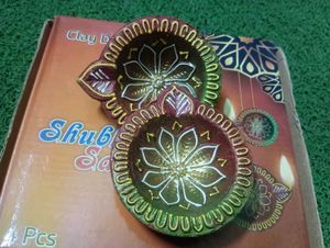 SHUBH SANSKAR Clay Diwali Diyas (4 Pcs)