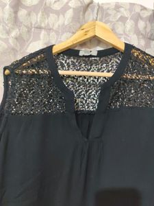 Black Plus Size Crepe Cotton Sleeveless Top