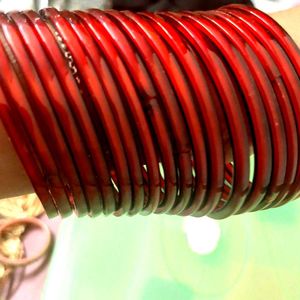 Glass Bangles Dark Red Colour