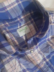 Blue &amp; Tan Plaid Button Down Shirt