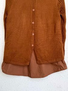 Brown Knit Sweater with Collar