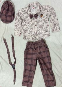 Pant Shirt Set With bow, Tie And Suspenders