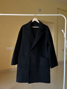 Classic Black Wool Blend handmade Overcoat