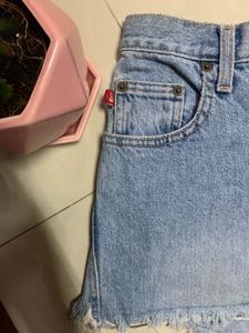 Frayed Hem Denim Shorts