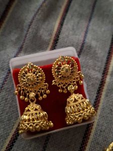 Gold Jhumka Earrings