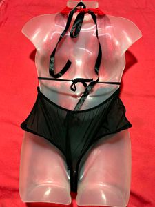 Red &amp; Black Lace Teddy Bodysuit XL