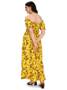 Mustered yellow floral tube dress