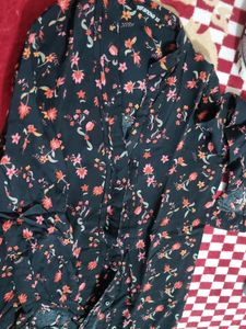 Black Flower Printed Shirt Girl