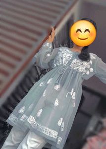 Jorjet Short Gown Chikan Embroided with Glass work