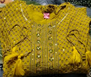 Yellow Printed Kurta