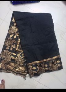 Party Wear Black Peacock Design Saree