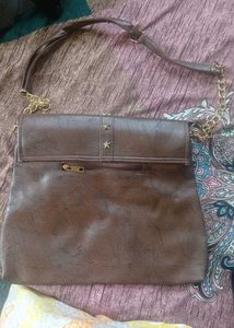 Vintage Brown Shoulder Bag with Star Detail