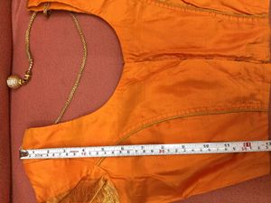 1-TimeUsed GreyLehenga with OrangeBorder+OrangBlou