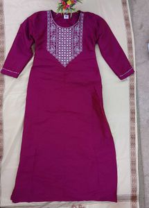 Embroidered Magenta Kurti