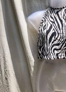 I. Zebra Print Halter Top