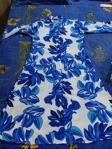 Blue Floral Print Midi Dress