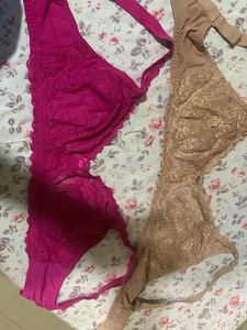 Lace Bras - Pink &amp; Beige - Size 42 D