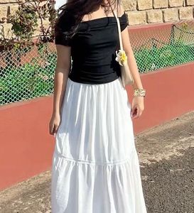 cute combo long fairy skirt & off shoulder blacky