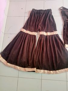 Brown Colour velvet Sharara Suit With Dupatta