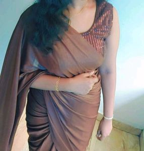 Elegant Brown Saree with Sequin Blouse