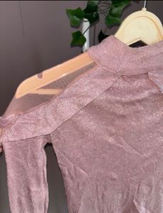 Pink glittery Ruffle Shoulder Top💖🎀