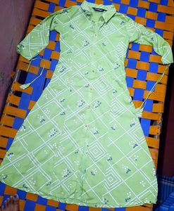 Aasiya Women Green Geometric A-line Kurta