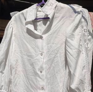 White Cute Lace Design Shirt🤍💕