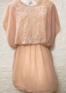 Tops & Dresses For Rs.99/ Peach Embroidery Dress