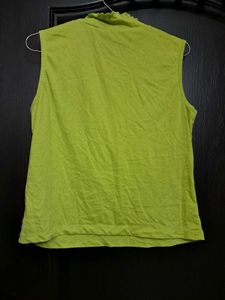 Vintage Sleeveless Ruffle Mock Neck Top