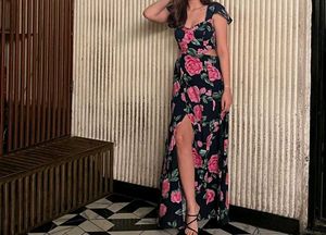 Pretty Floral Back Cut Out Dress