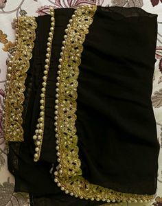 Black Saree with Gold Embellishments