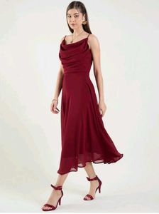 With Tag Elegant Maroon Midi Dress