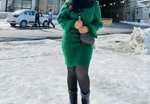 Green Bodycon Winter Dress