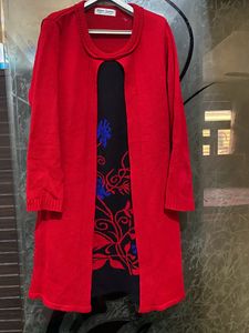 Red Warn Double Layered Kurta