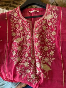 Pink Embroidered Kurta Set (3 piece)