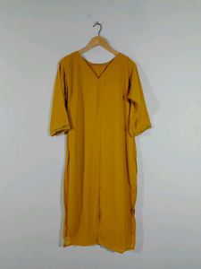 Mustard Yellow Embroidered Kurta &amp; Duppata Set