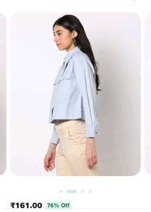 Blue Cropped Denim Jacket