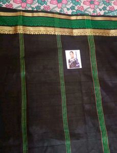 Elegant Black And Green Saree