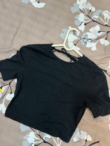 Black Cropped T-Shirt
