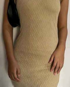 Tan Halter Bodycon Dress