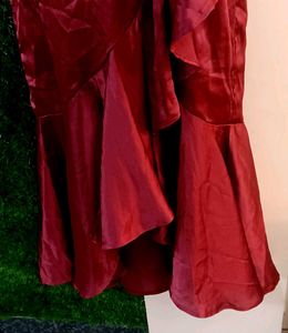 Elegant Maroon Ruffled Dress