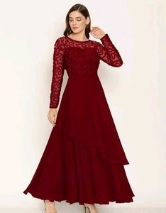 Elegant Burgundy Lace Dress