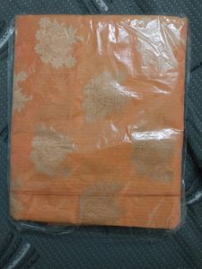 New Chanderi Work Saree With Accessories- In Orang