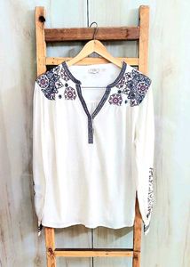 Offwhite Embroidery Work Cotton Top Size-42-XL