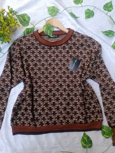 Vintage Pattern Knit Sweater 🤎