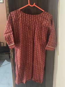 Maroon Printed Kurta